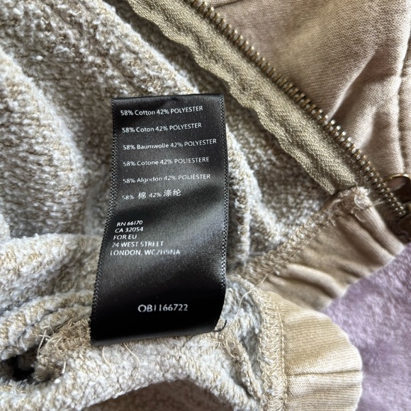 Urban Outfitters Acid Wash Cropped Zip Up Hoodie Tan Khaki Utility Jacket Small - Picture 12 of 12